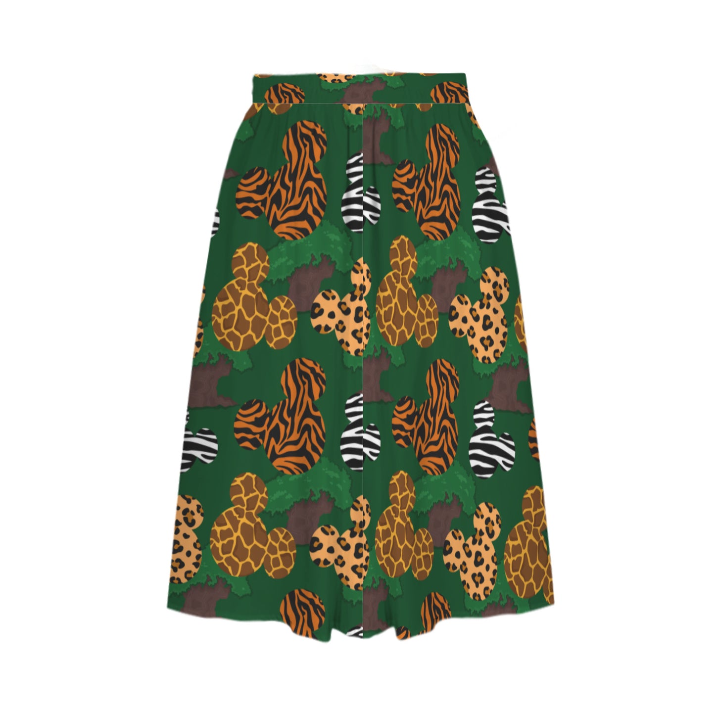 Animal Prints Elastic Waist Midi Skirt With Pockets