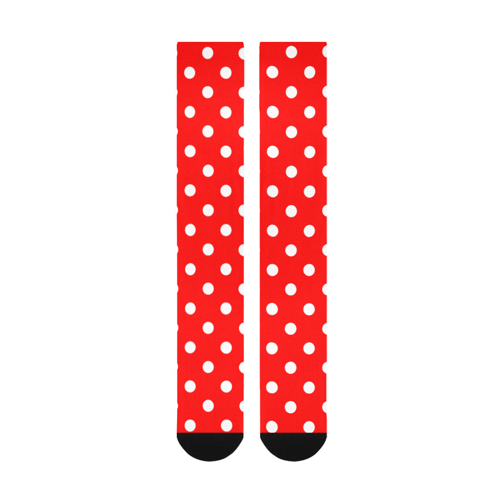 Red With White Polka Dots Over-The-Calf Socks