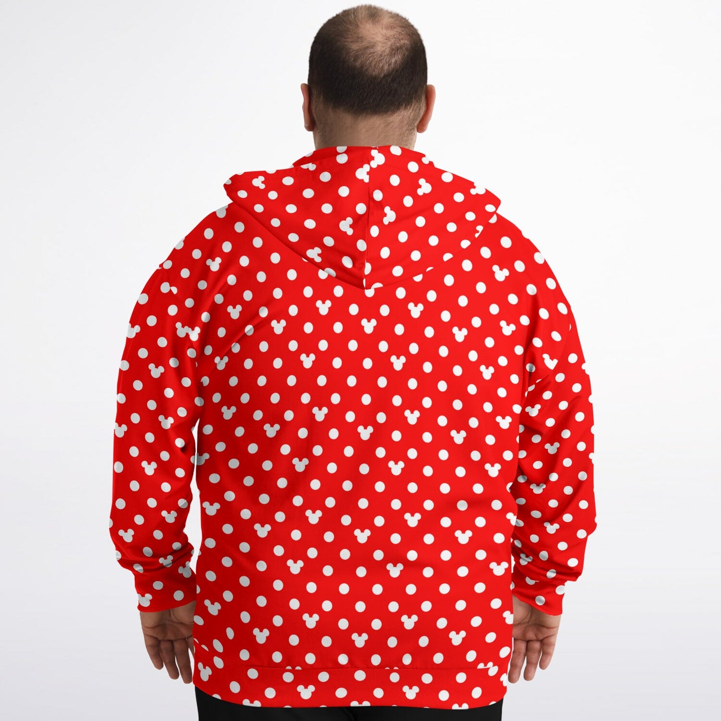 Red With White Mickey Polka Dots Plus-size Unisex Zip Hoodie