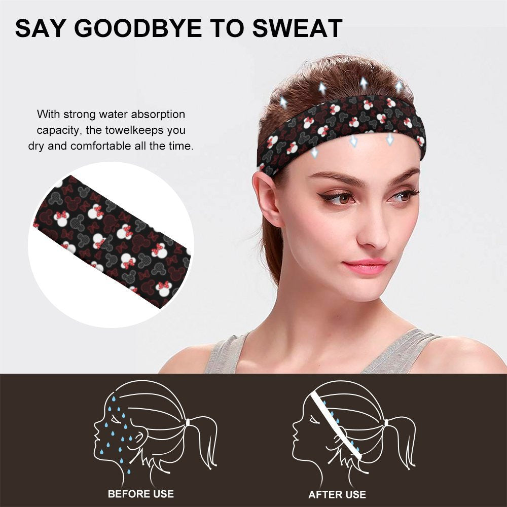 Mickey And Minnie Dots Sports Sweat Headband