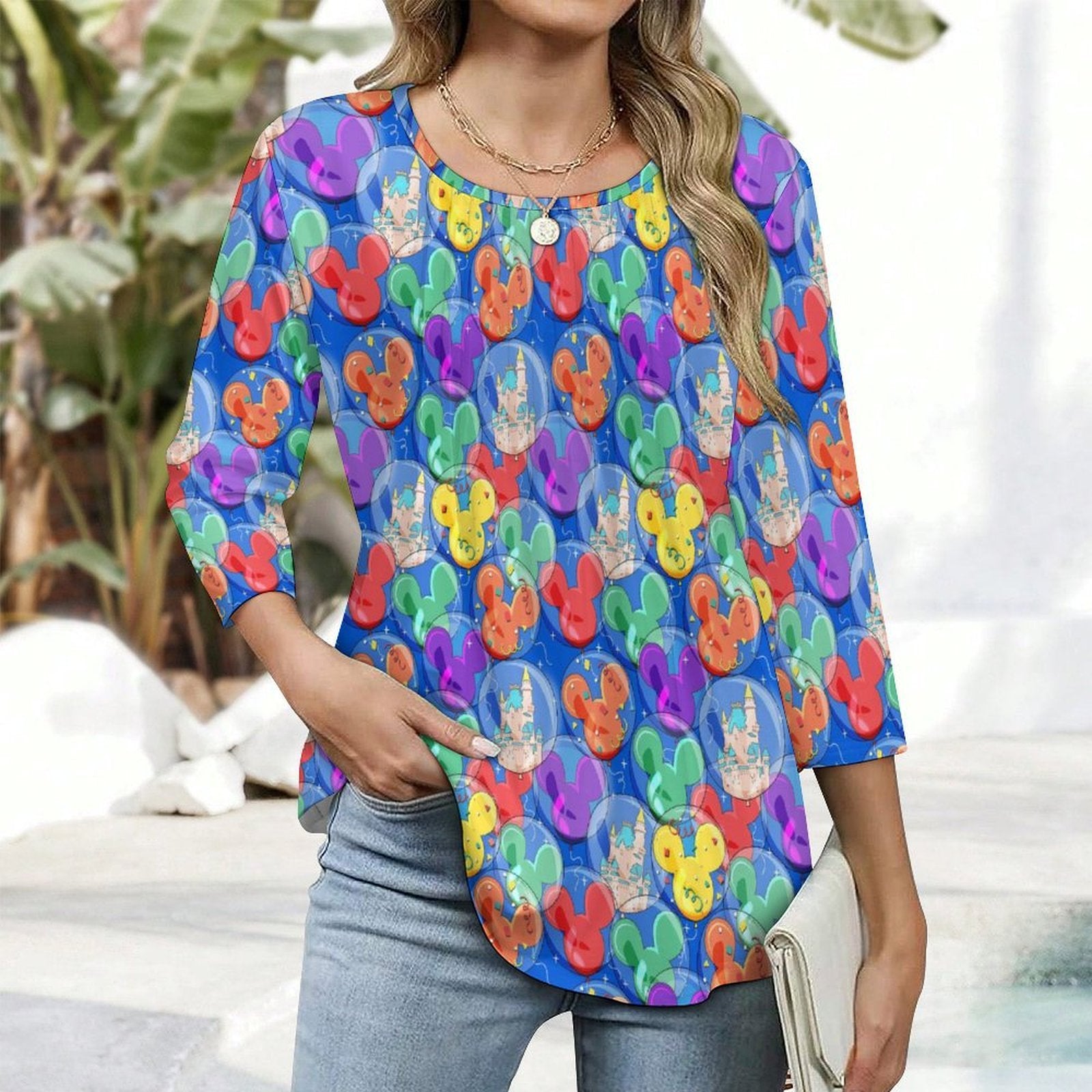 Balloon Collector Women's 3/4 Sleeve Pleated Tunic Top - Ambrie