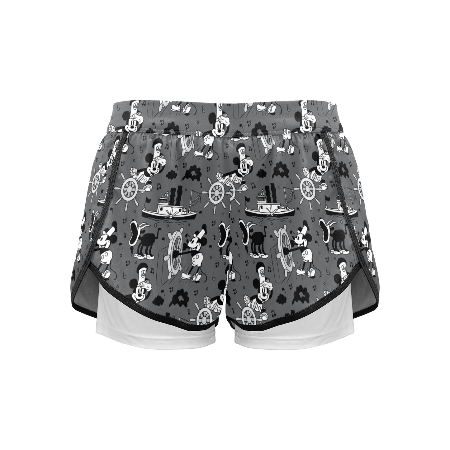 Steamboat Mickey Women's Sports Shorts With Compression Liner