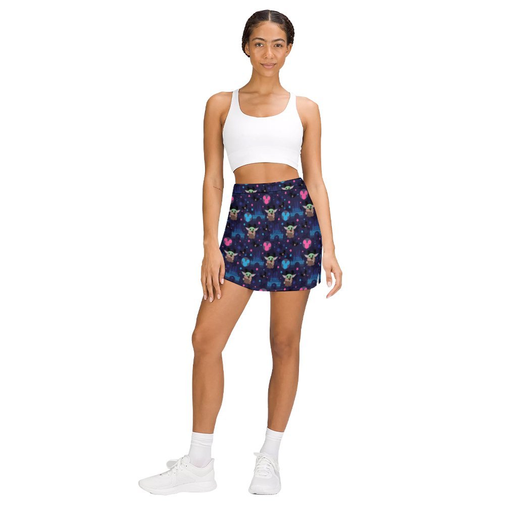 Baby Yoda Castles Athletic A-Line Skirt With Pocket Solid Shorts