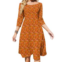 Orange Bird Women's Sweetheart Dress Flare Dress