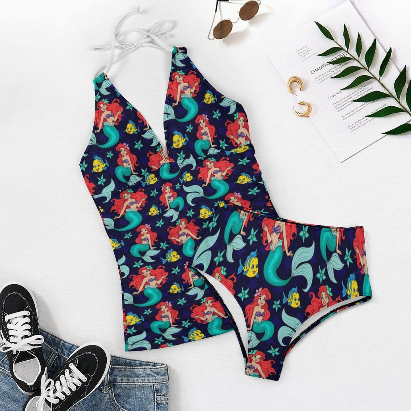 Disney Little Mermaid I Want To Be Where The People Are Women's Split Swimsuit