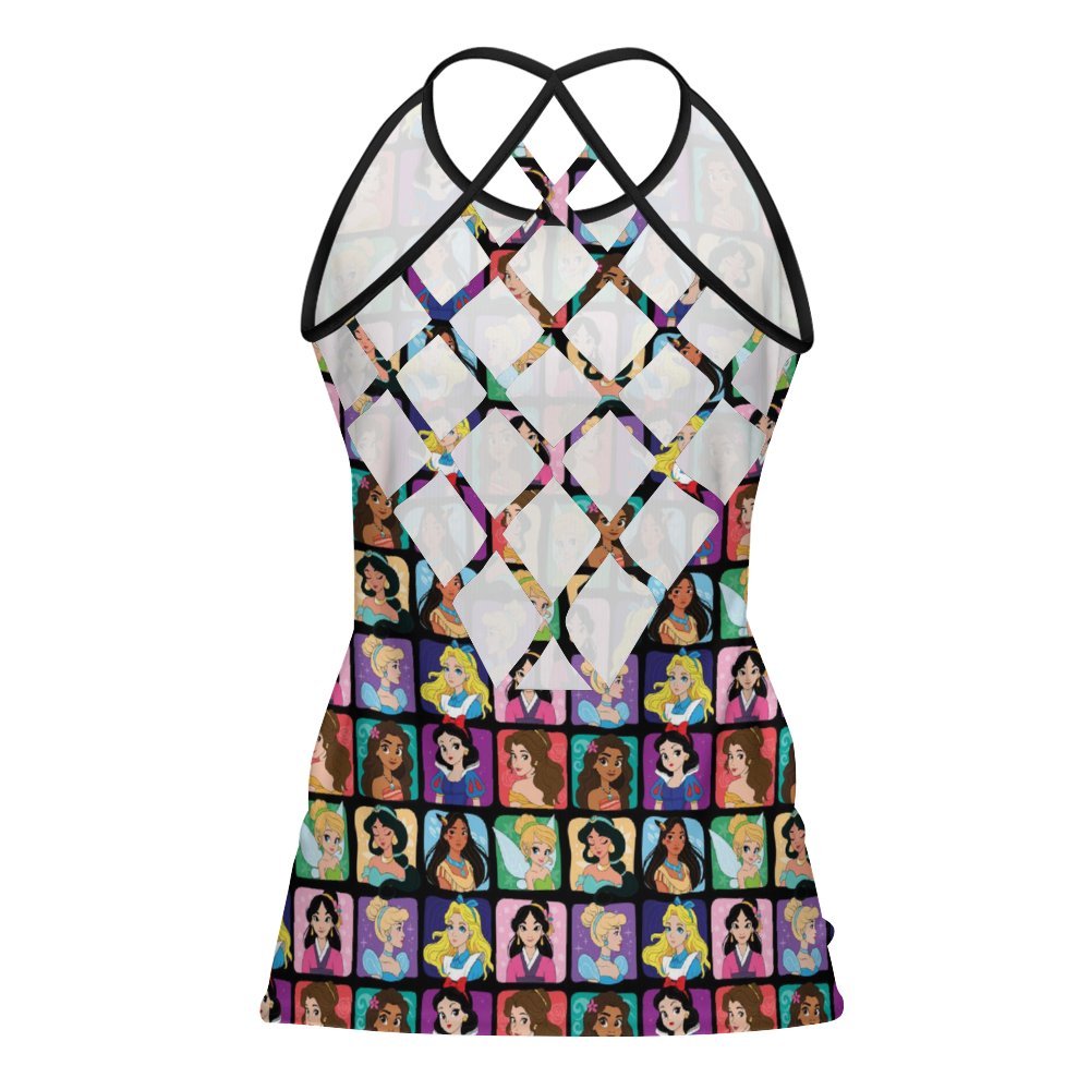 Princess Portraits Women's Criss-Cross Open Back Tank Top