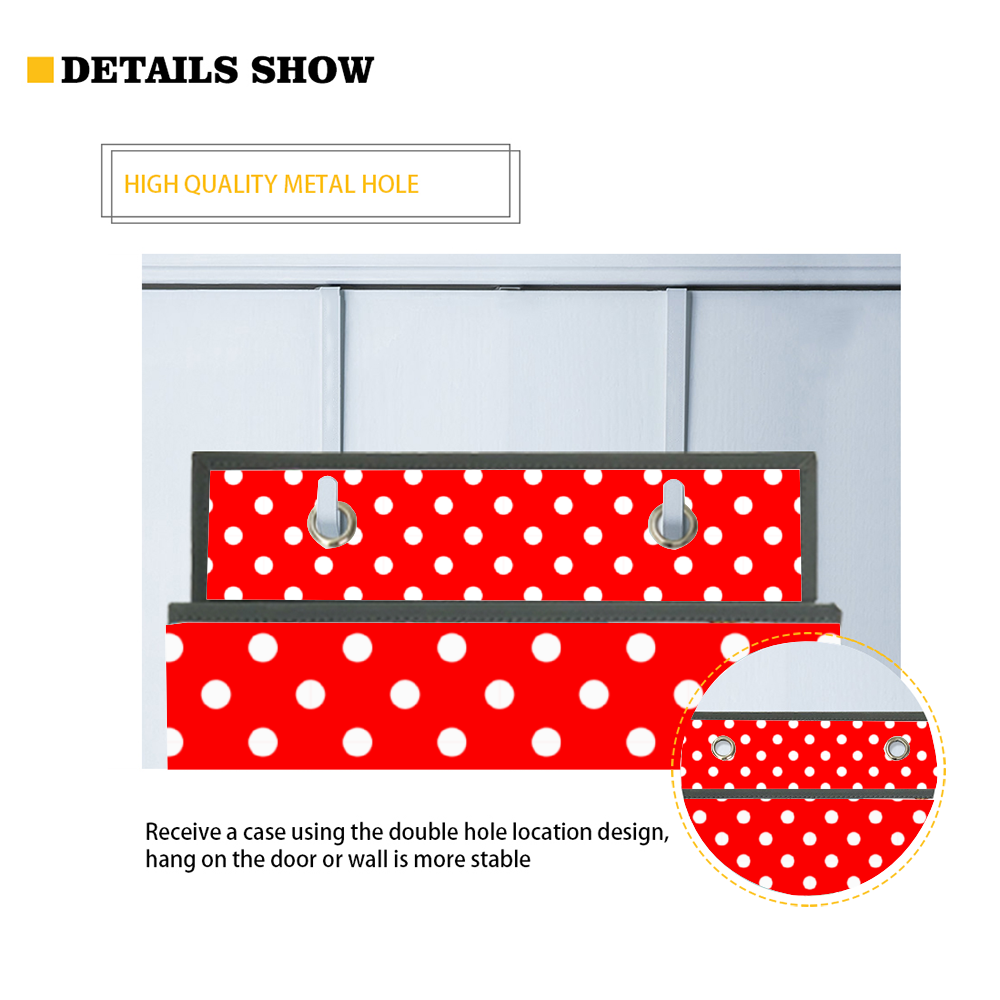 Red With White Polka Dots 4-Tier Hanging Shelf Wall Closet Storage Organizer Bags