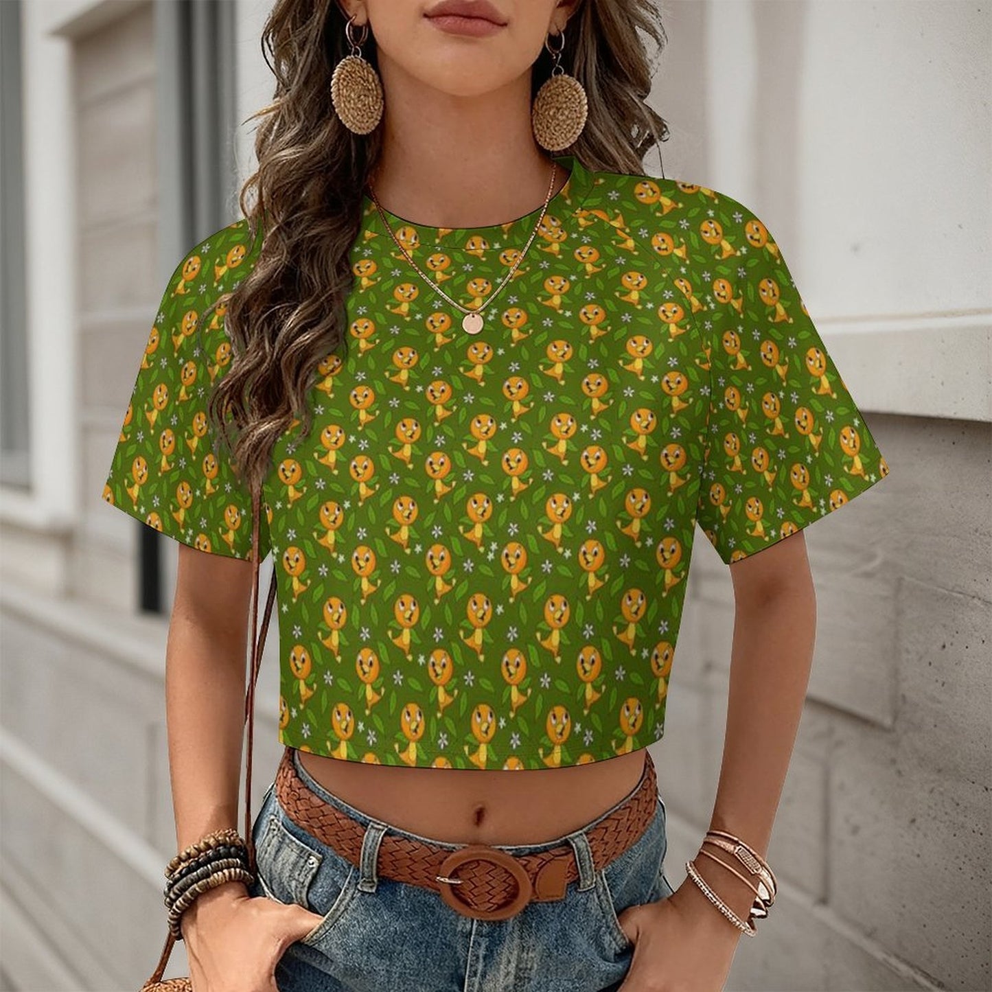 All Over Print Cropped Ralgan T-Shirt - Ambrie