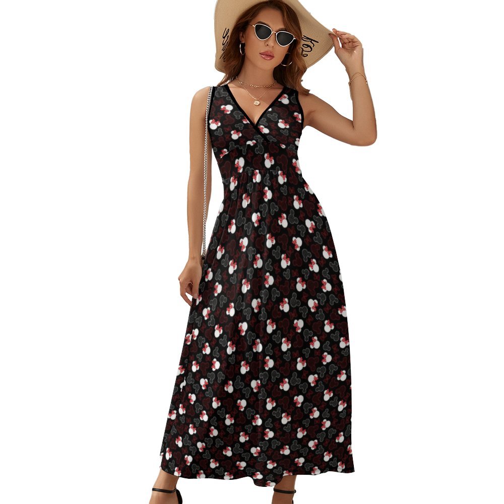 Mickey And Minnie Dots Women's Long Sleeveless Dress