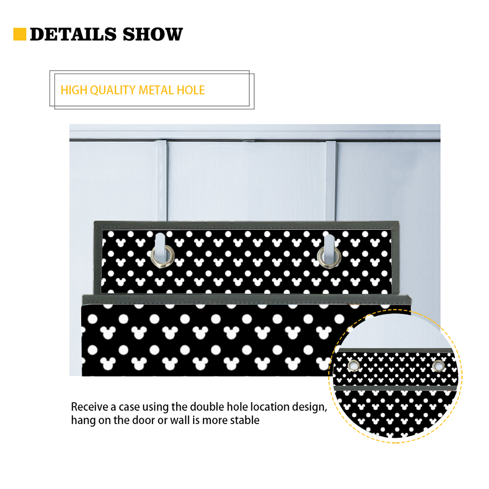 Black With White Mickey Polka Dots 4-Tier Hanging Shelf Wall Closet Storage Organizer Bags