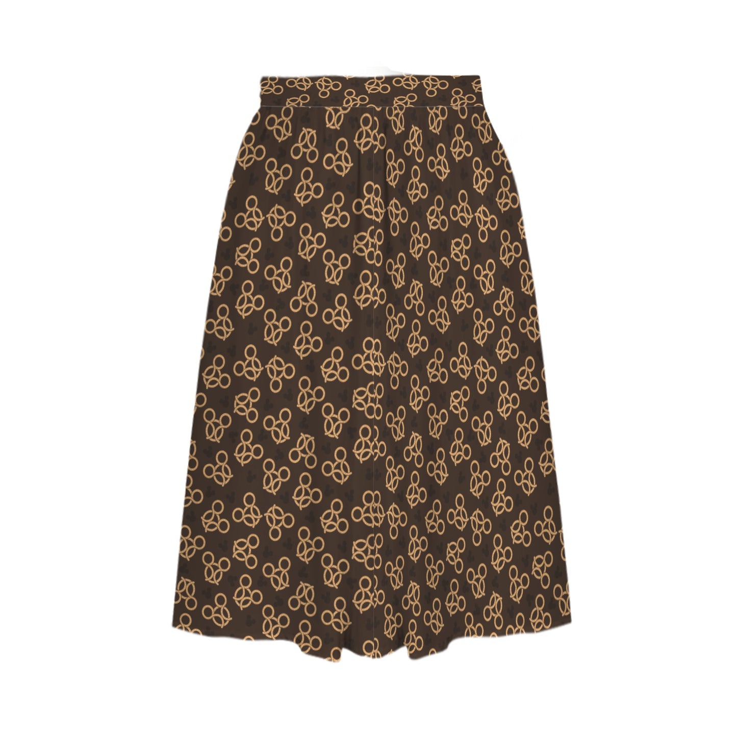 Mickey Pretzels Elastic Waist Midi Skirt With Pockets