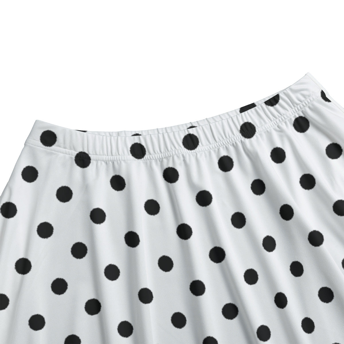 White With Black Polka Dots Women's Long Maxi Skirt With Pockets