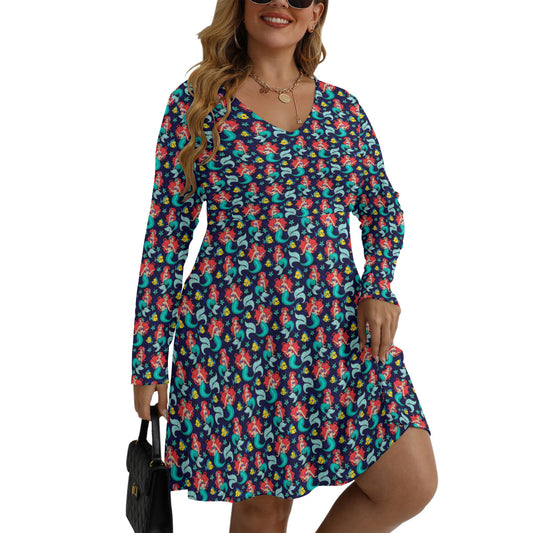 I Want To Be Where The People Are Plus Size Women's V-neck Long Sleeve Dress