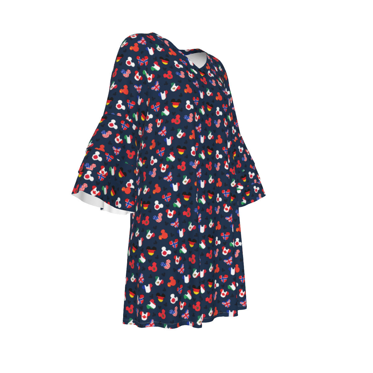 Mickey Flags Women's Stacked Ruffle Sleeve Dress