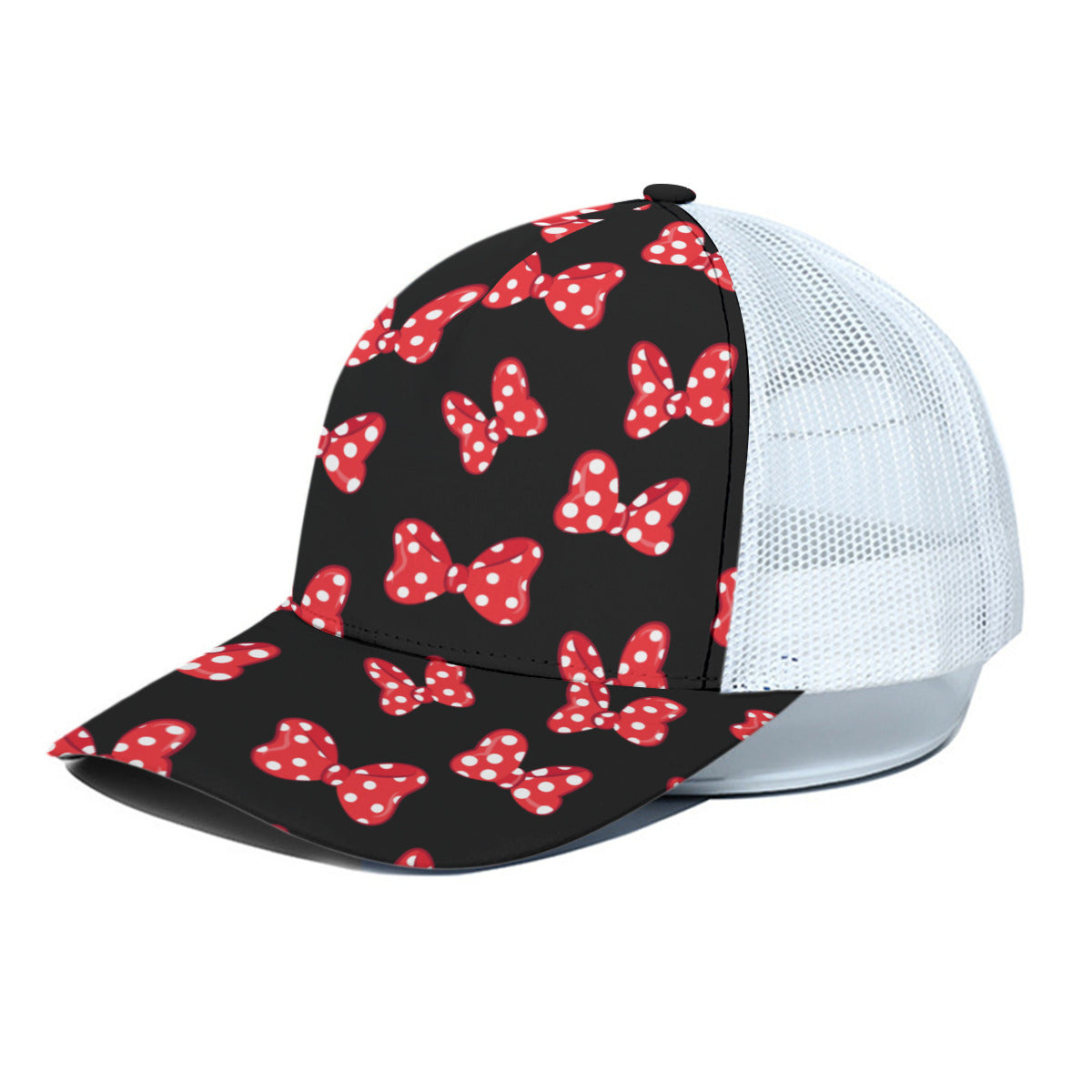 Polka Dot Bows Unisex Trucker Hat With White Half Mesh