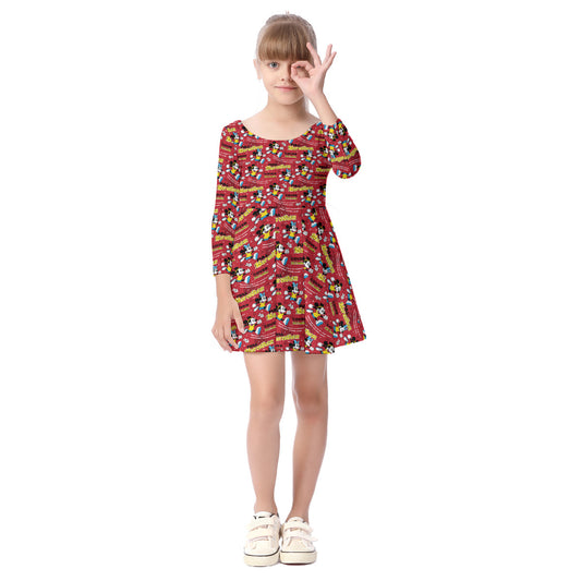 Mickey And Minnie Marathon Kid's Long Sleeve Dress