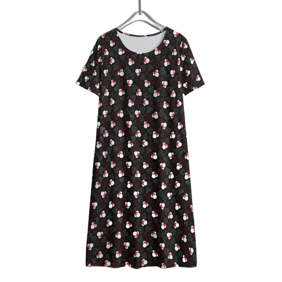 Mickey And Minnie Dots Women's Swing Dress With Short Sleeve