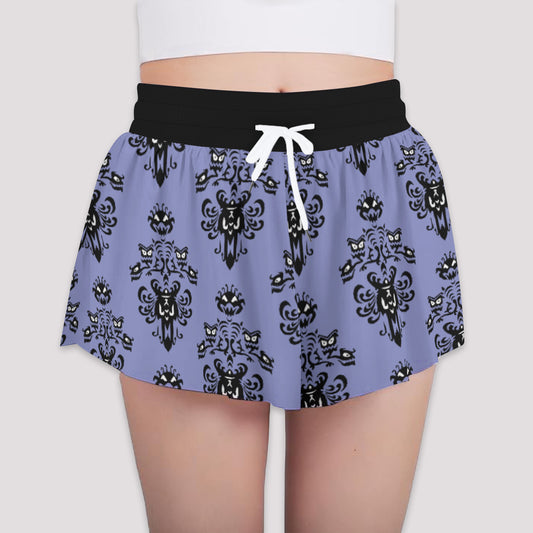 Haunted Mansion Wallpaper Girls' Sports Shorts