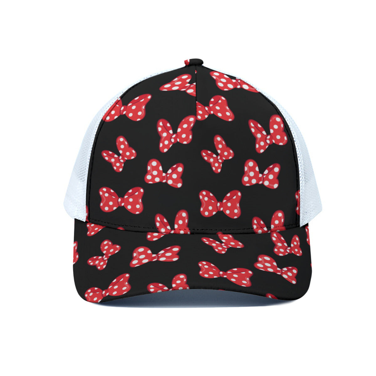 Polka Dot Bows Unisex Trucker Hat With White Half Mesh