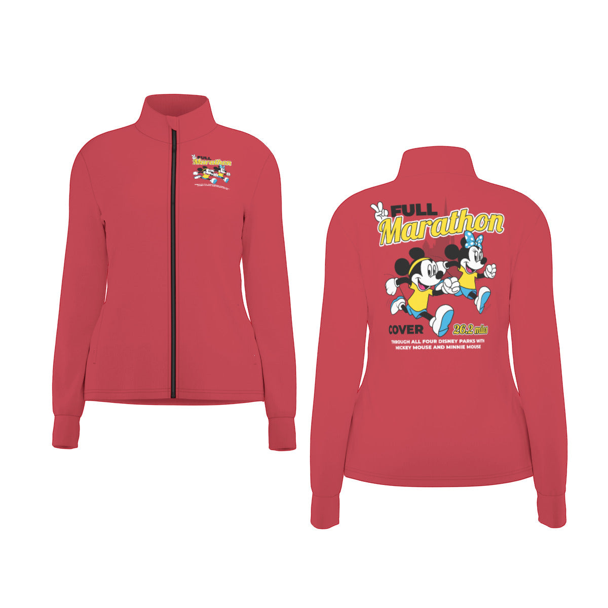 Mickey And Minnie Marathon Women's Athletic Long Sleeve Thumbhole Jacket