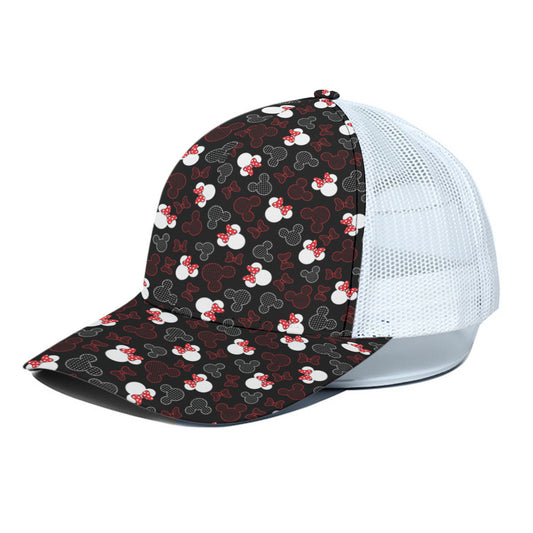 Mickey and Minnie Dots Unisex Trucker Hat With White Half Mesh