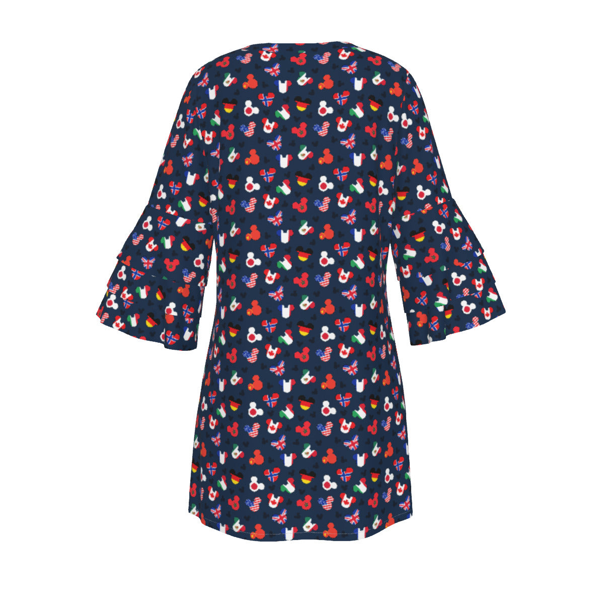 Mickey Flags Women's Stacked Ruffle Sleeve Dress