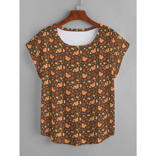 Fall Pumpkins Plus Size Women's Curved Hem T-shirt