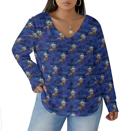 Disneyland 10K Women's Plus Size V-Neck T-Shirt With Curved Hem