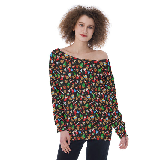 Christmas Snacks Oversized Women's Off-Shoulder Sweatshirt