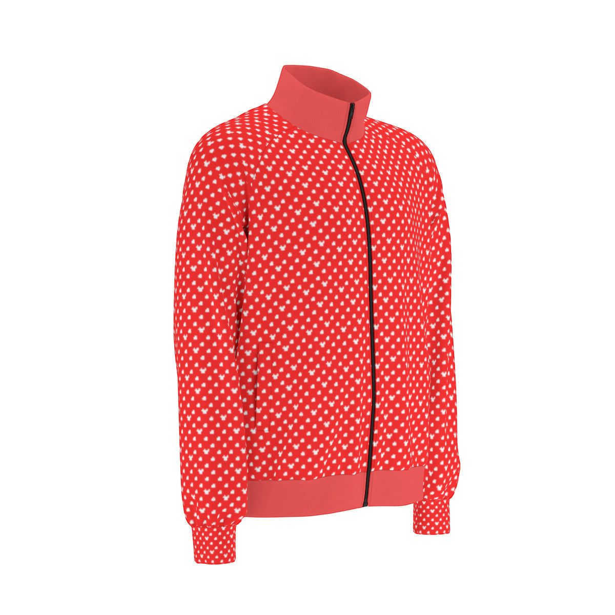 Red With White Mickey Polka Dots Unisex Stand Collar Jacket