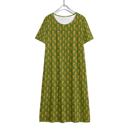 Orange Bird Women's Swing Dress With Short Sleeve