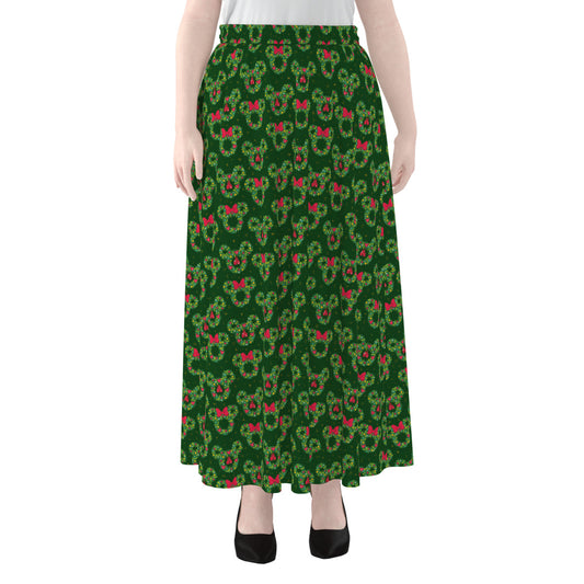 Christmas Wreaths Women's Maxi Chiffon Skirt