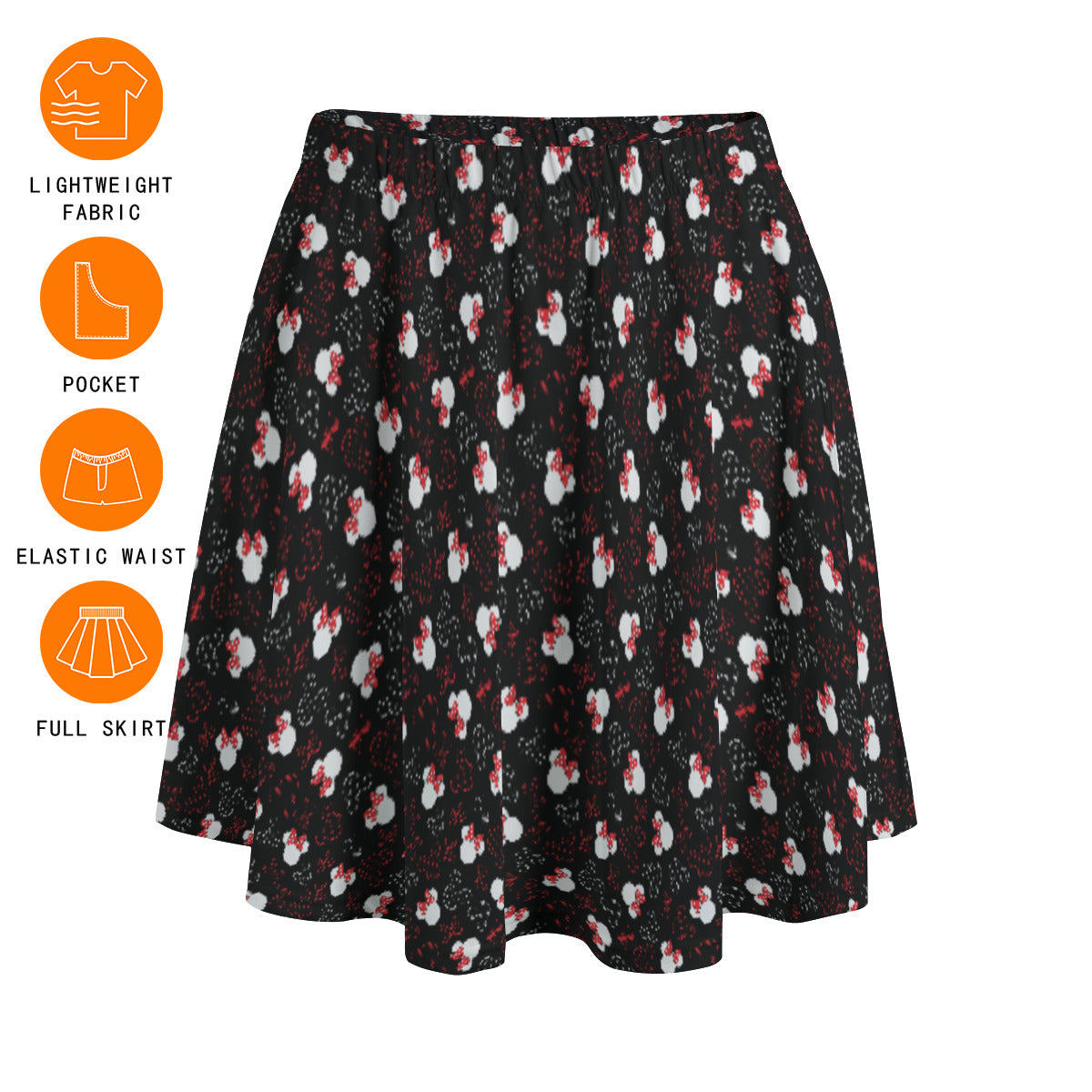 Mickey And Minnie Dots Women's Skirt With Pockets