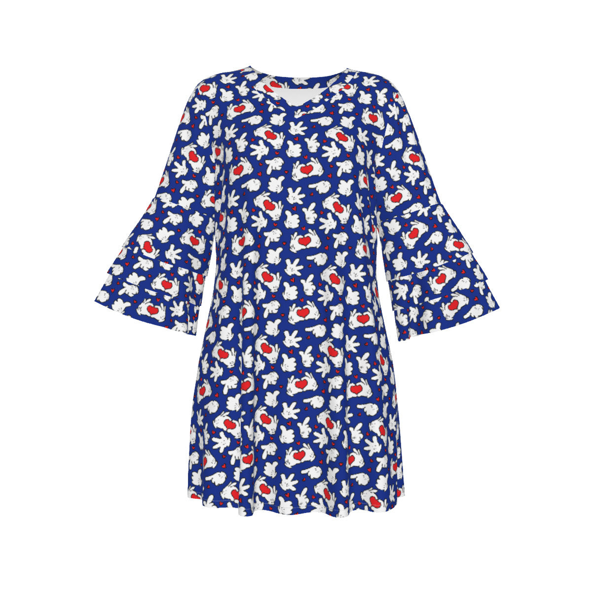 Happy Hands Women's Stacked Ruffle Sleeve Dress