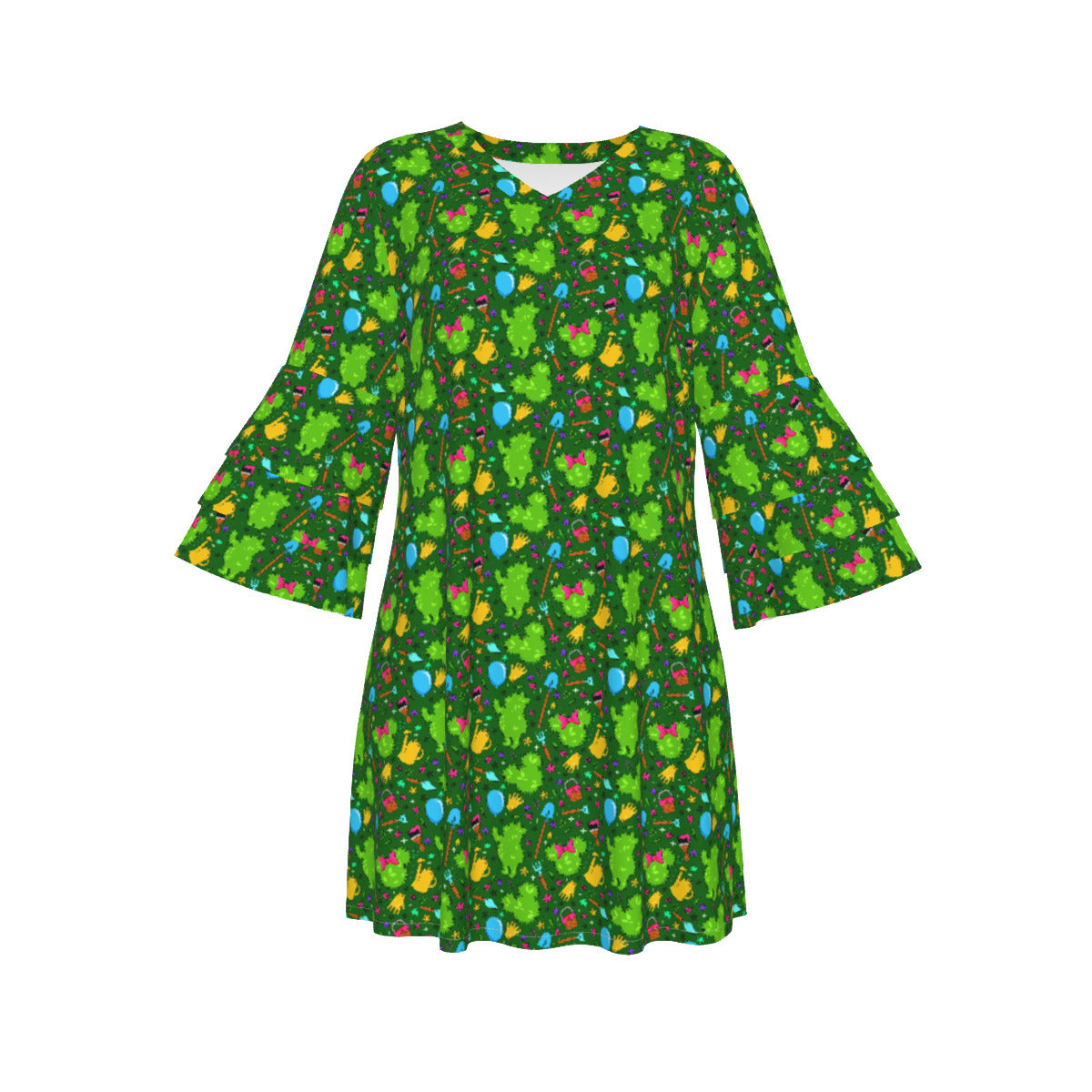 Flower And Garden Women's Stacked Ruffle Sleeve Dress