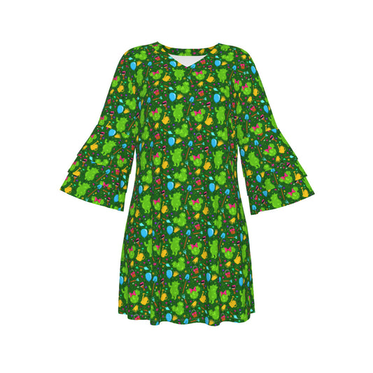 Flower And Garden Women's Stacked Ruffle Sleeve Dress