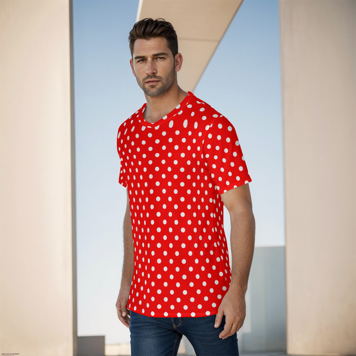 Red With White Mickey Polka Dots Unisex T-Shirt