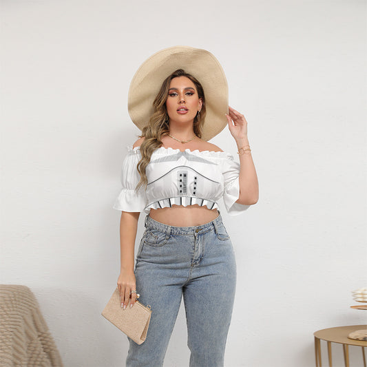 Stormtrooper Women's Off-Shoulder Cropped Top With Short Puff Sleeve