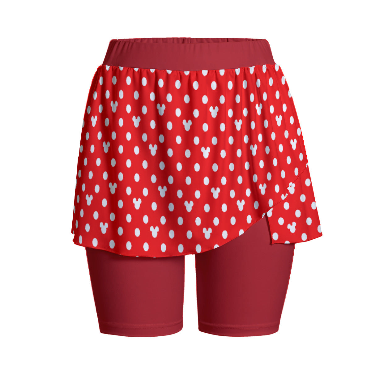 Red With White Mickey Polka Dots Women's Sports Skorts