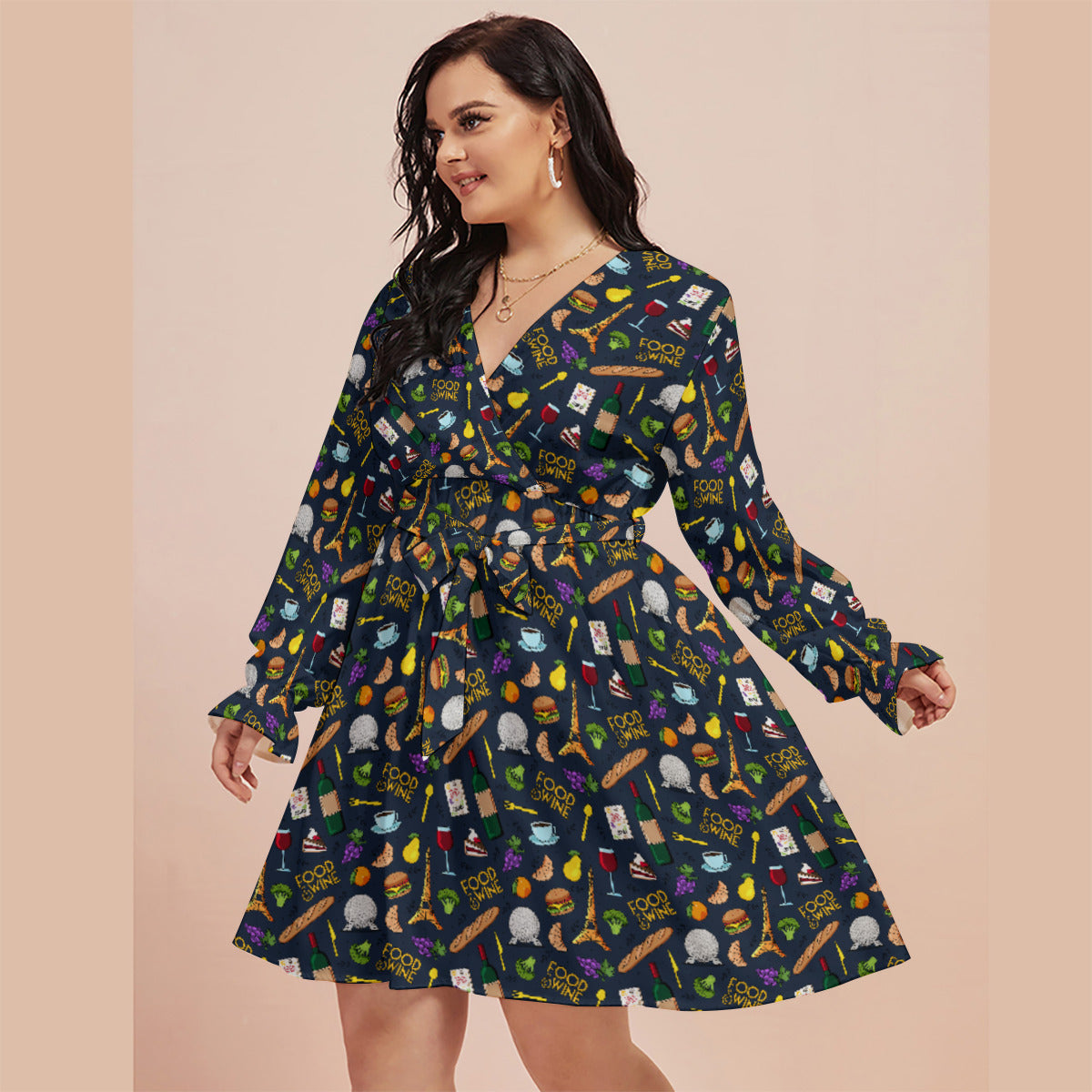 Food & Wine Women's V-neck Dress With Waistband