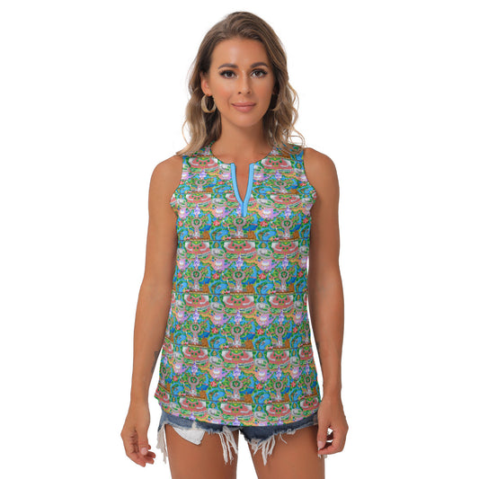 Park Map Women's Sleeveless V-Neck Top