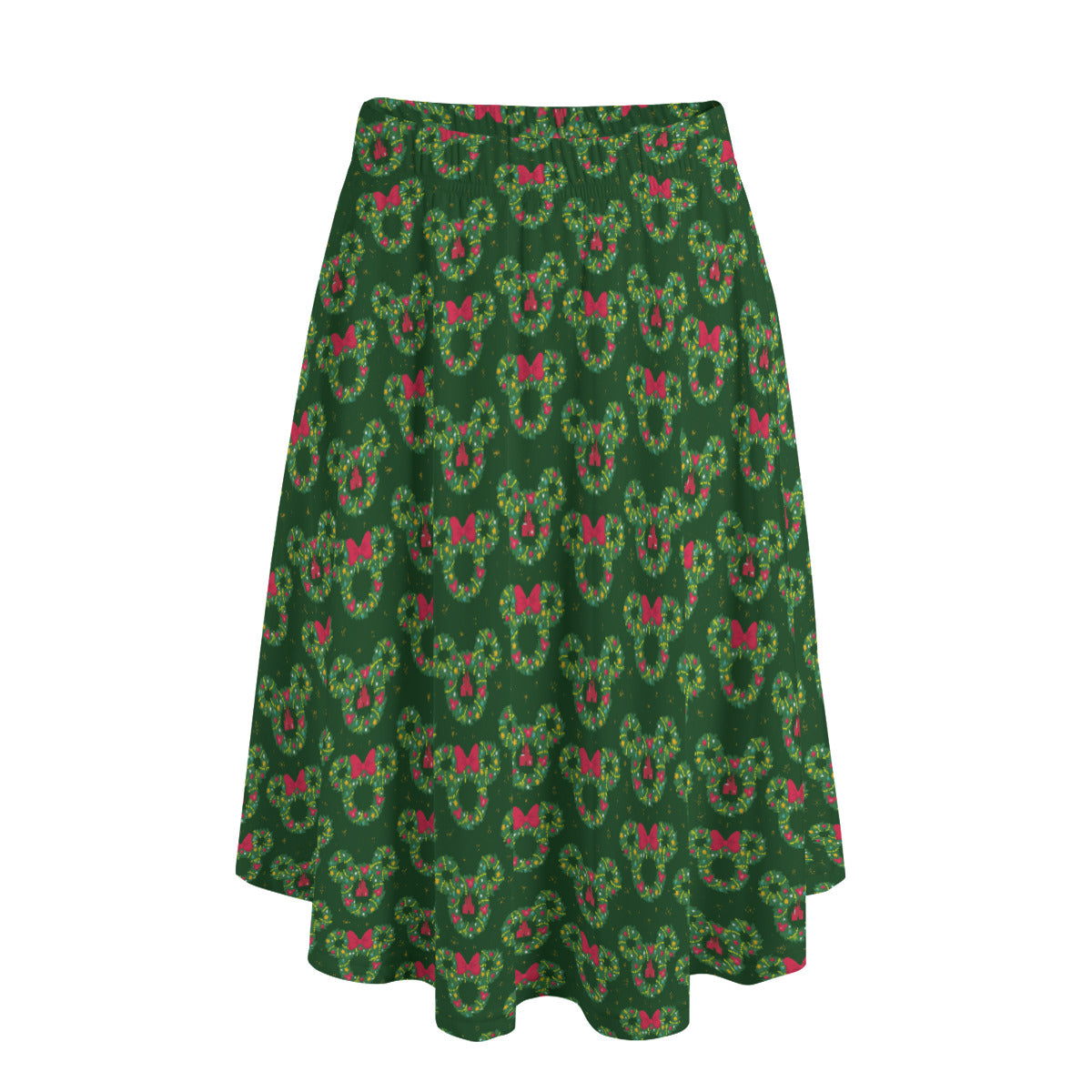 Christmas Wreaths Women's Long Maxi Skirt With Pockets
