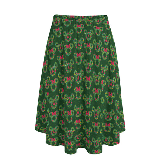 Christmas Wreaths Women's Long Maxi Skirt With Pockets