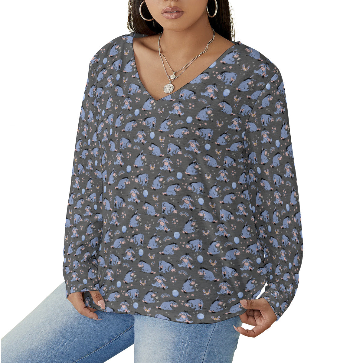 Thanks For Noticing Me Women's Plus Size V-Neck T-Shirt With Curved Hem