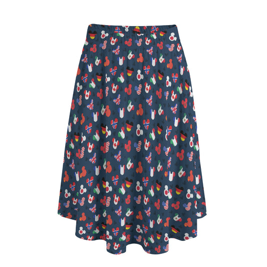 Mickey Flags Women's Long Maxi Skirt With Pockets