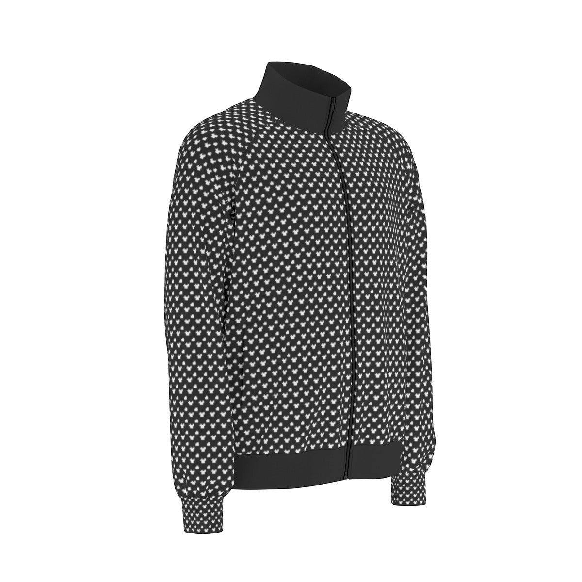 Black With White Mickey Polka Dots Unisex Stand Collar Jacket