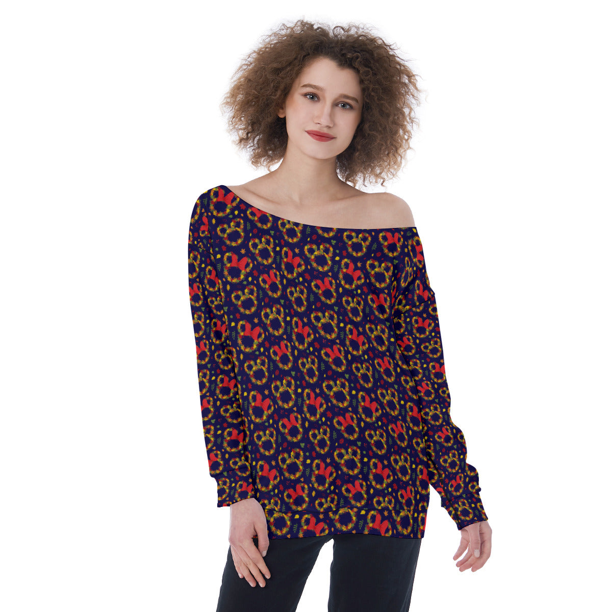 Fall Leaves Oversized Women's Off-Shoulder Sweatshirt