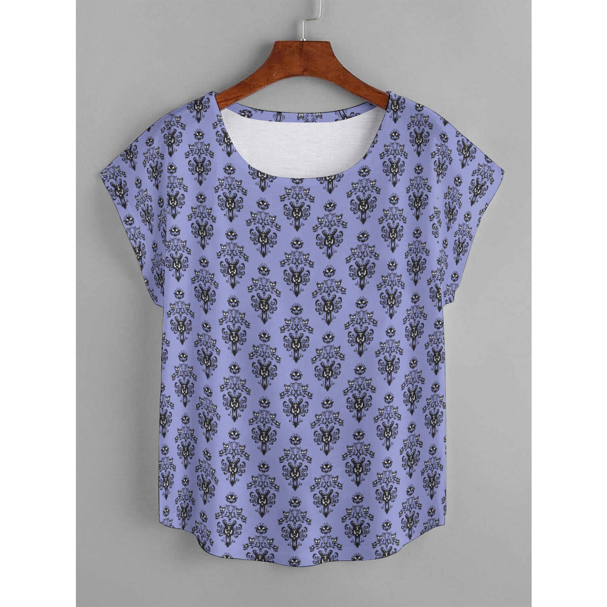 Haunted Mansion Wallpaper Plus Size Women's Curved Hem T-shirt