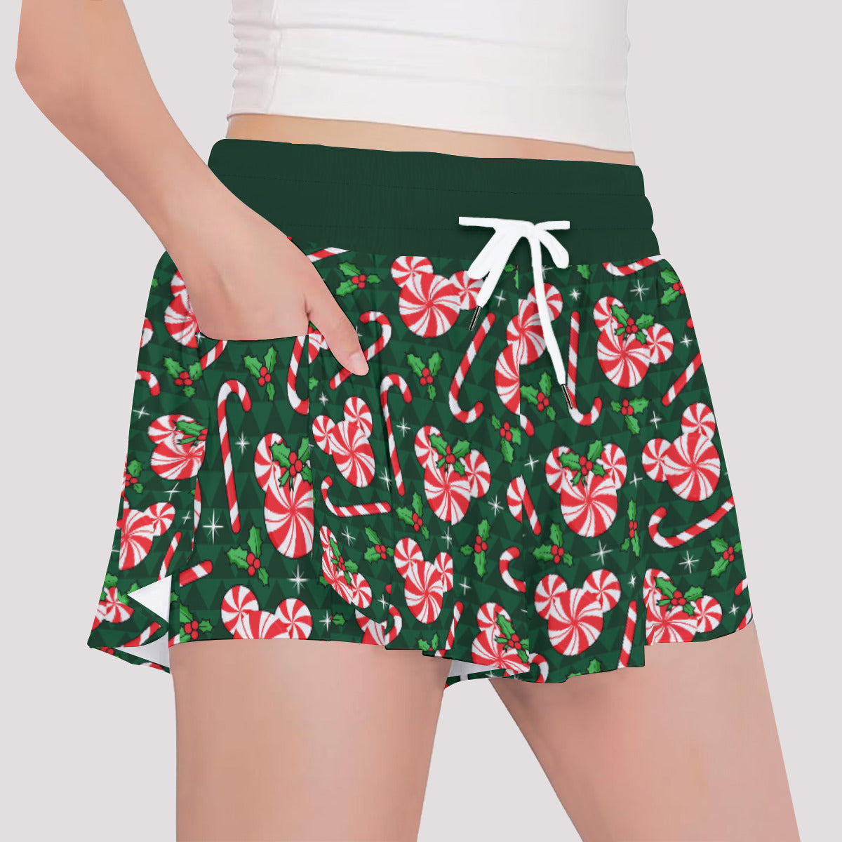 Christmas Peppermint Girls' Sports Shorts