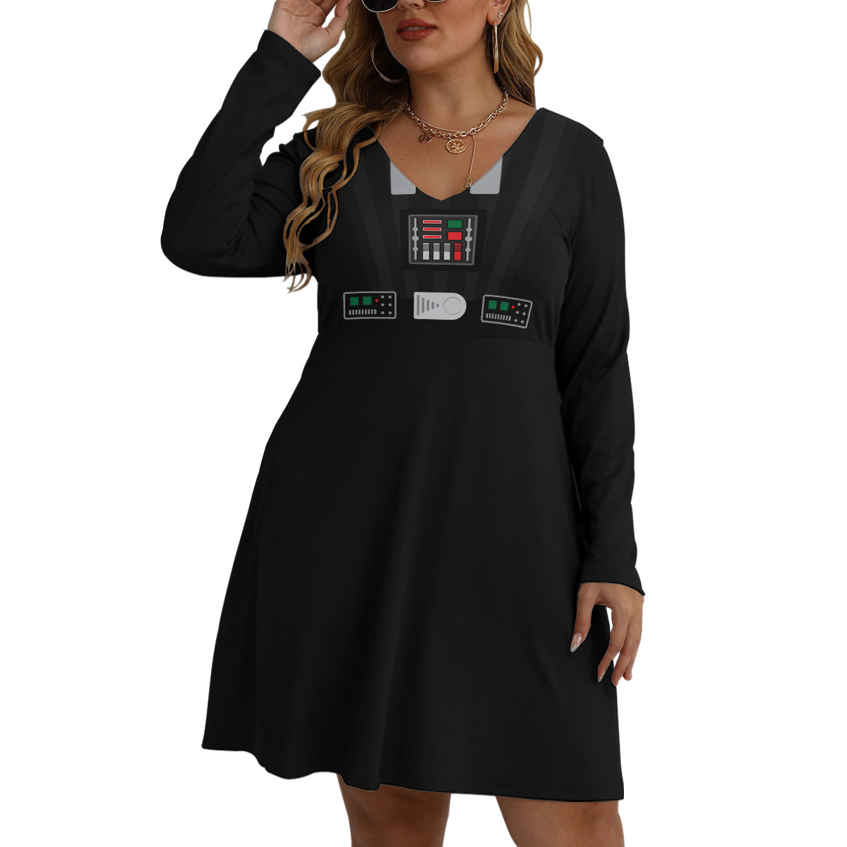 Star Wars Darth Vader Plus Size Women's V-neck Long Sleeve Dress